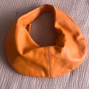 100% Leather Orange Handbag || Mango